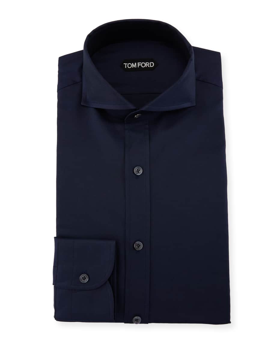 TOM FORD Double-Twist Yarn-Dye Twill Dress Shirt | Neiman Marcus