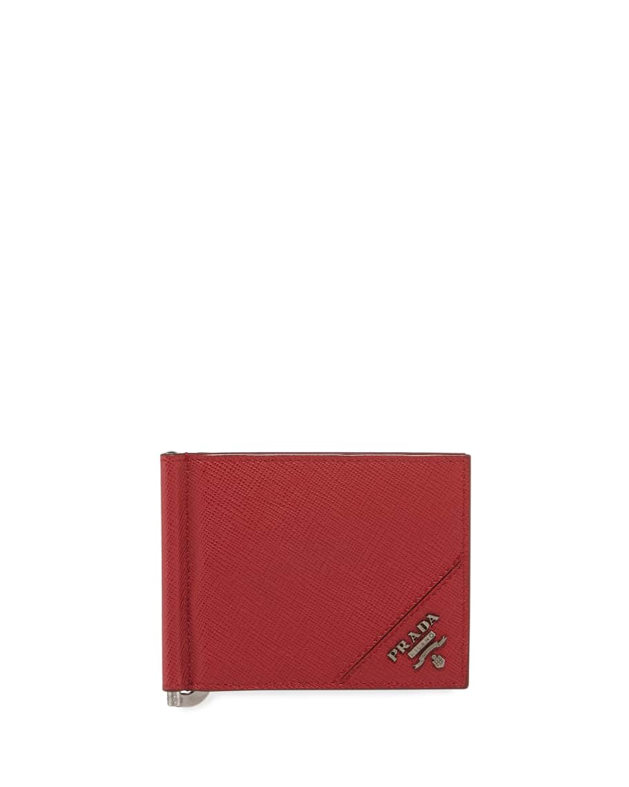 Prada Saffiano Leather Contrast-Corner Money Clip | Neiman Marcus