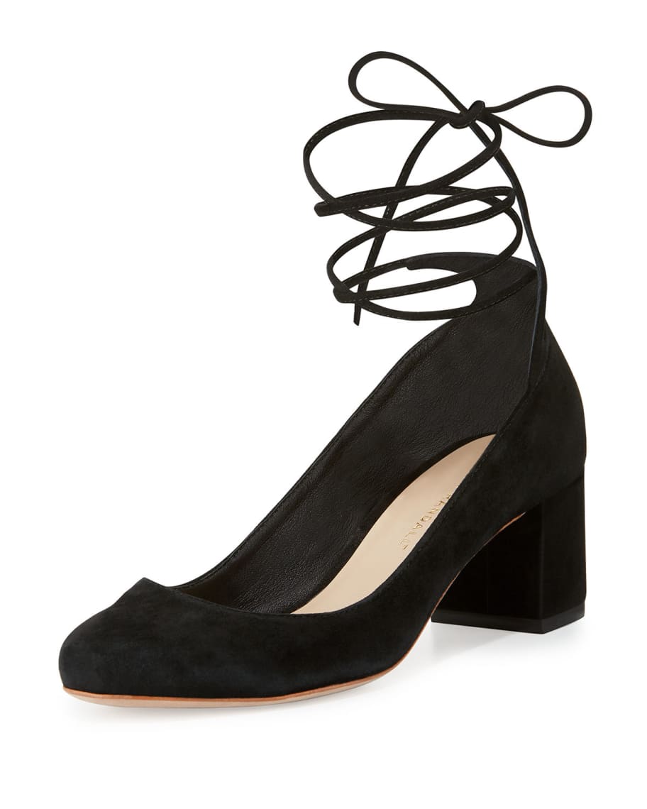 Loeffler Randall Clara Suede Ankle Wrap Pump Bordeaux Neiman Marcus
