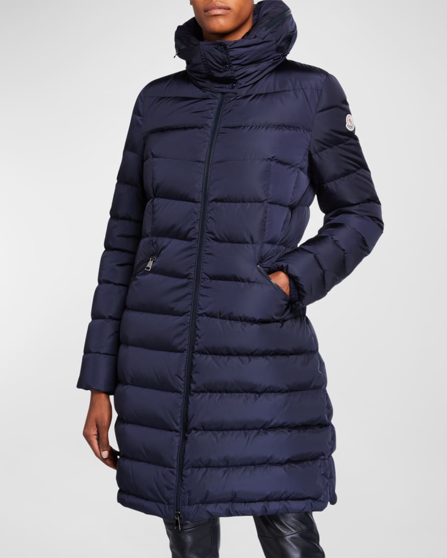 Moncler Flammette High-Neck Puffer Coat | Neiman Marcus