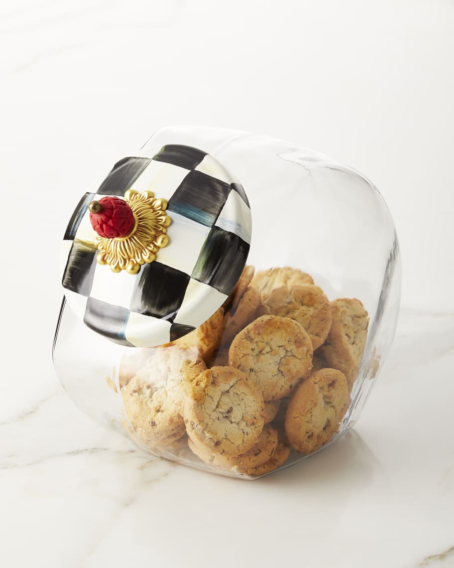 MacKenzie-Childs - Cookie Jar with Parchment Check Enamel Lid