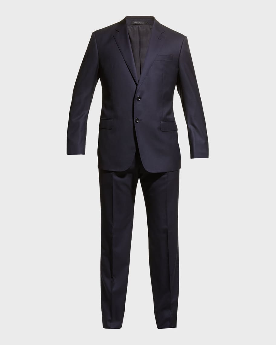 Giorgio Armani Two-Button Soft Basic Suit, Navy | Neiman Marcus