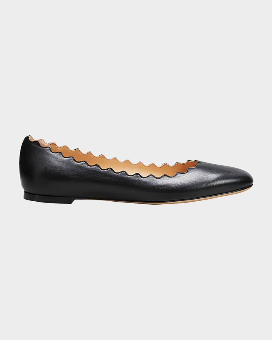 Chloe Lauren Scalloped Leather Ballet Flats Neiman Marcus