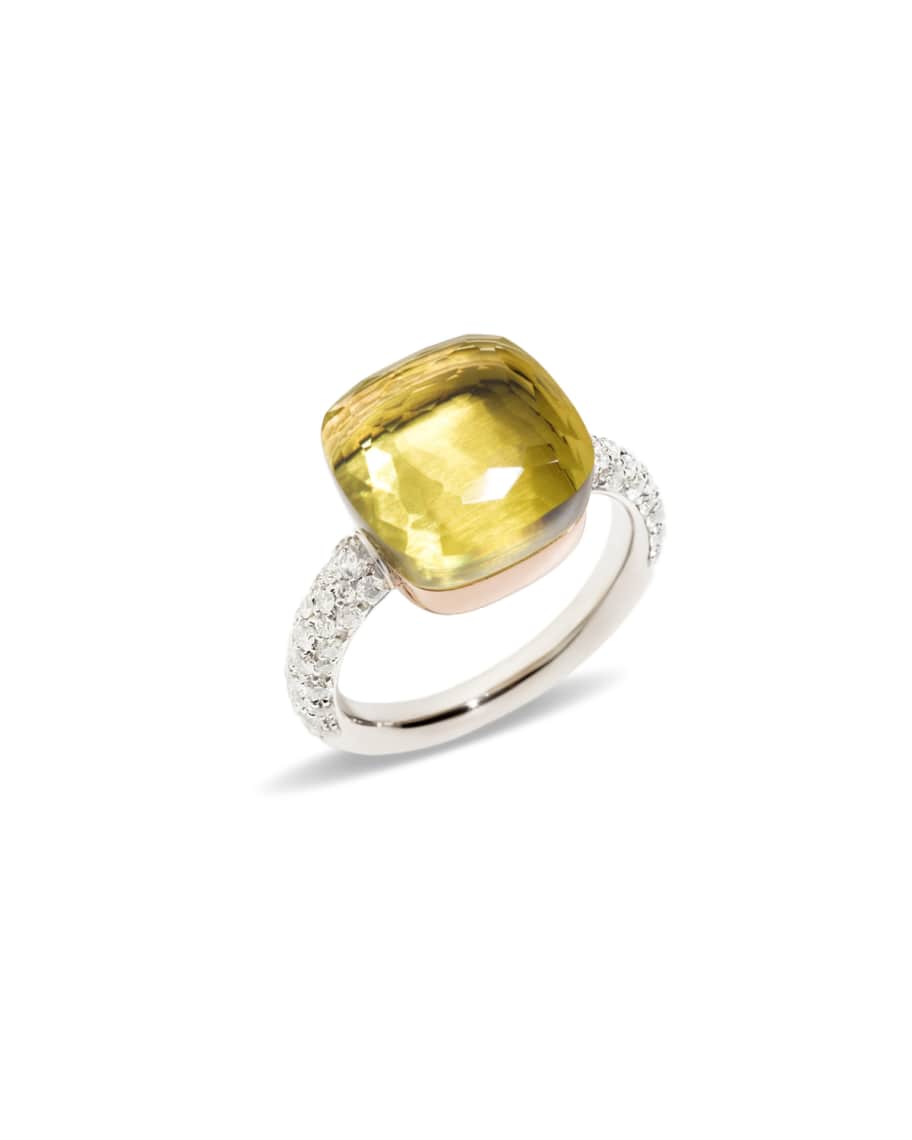 Pomellato Nudo Grande Rose Gold & Lemon Quartz Diamond Ring, Size 49 ...