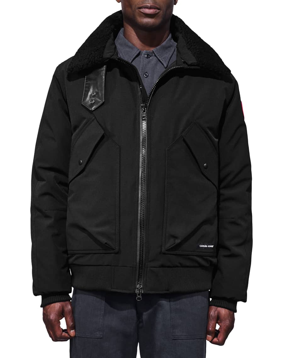 Canada goose bromley shearling-trimmed canvas down 2025 bomber jacket