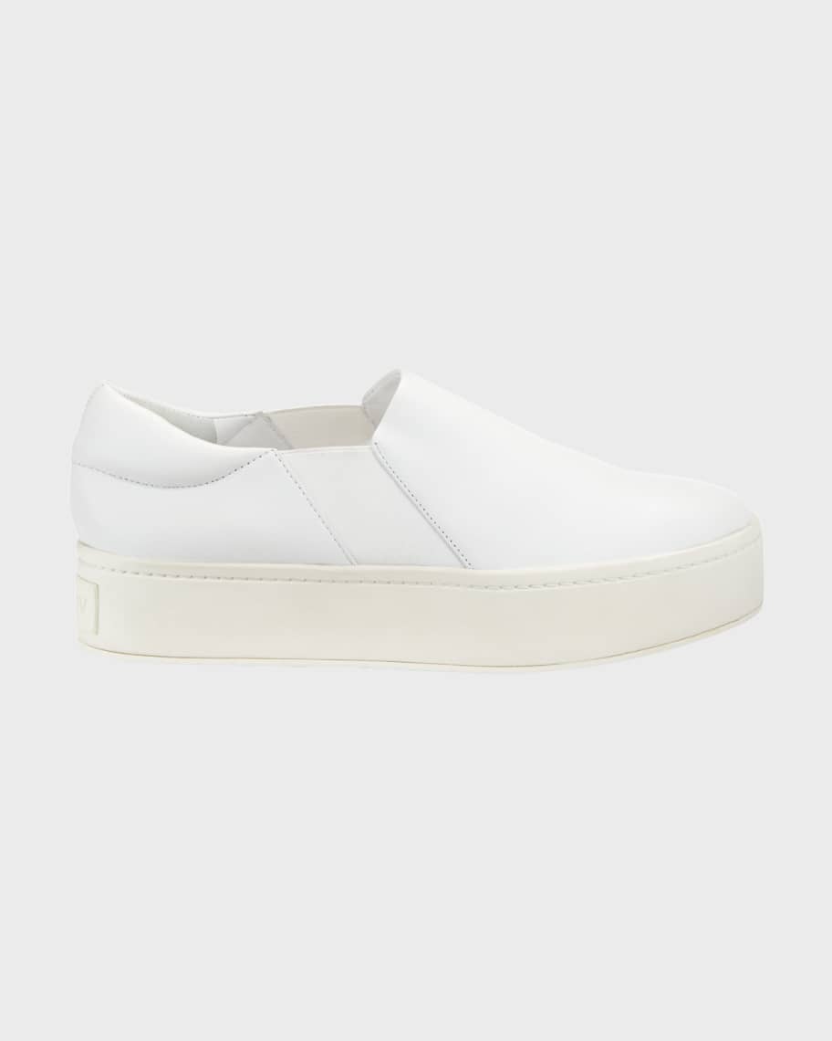 Vince Warren Leather Platform Skate Sneakers Plaster White
