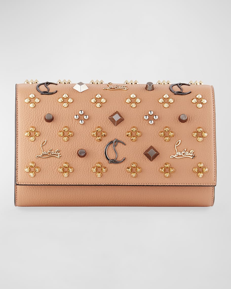 Paloma Embellished Leather Clutch in Neutrals - Christian Louboutin