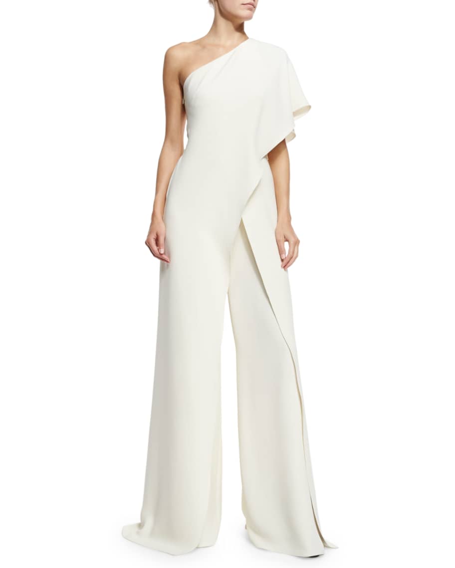 Ralph Lauren Collection One-Shoulder Silk Crepe Jumpsuit, Ivory ...