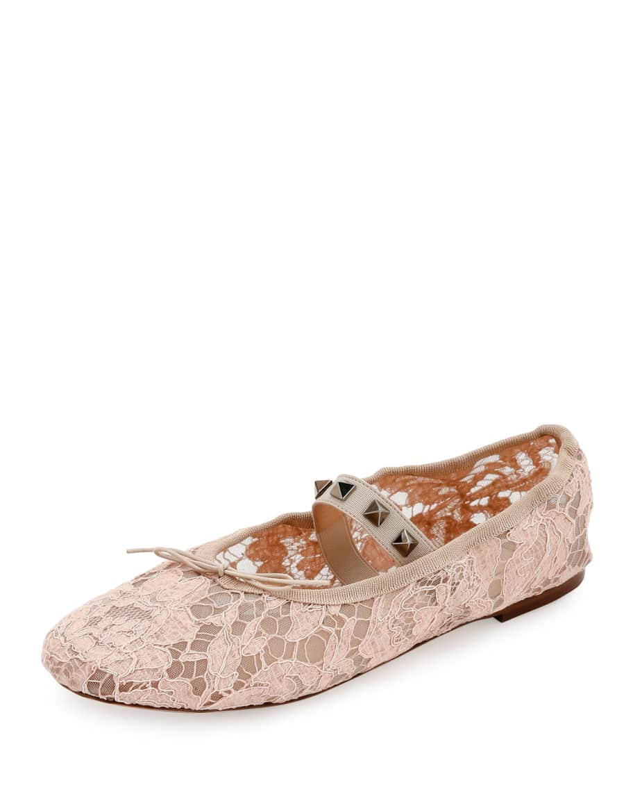 Tal til kim Møde Valentino Garavani Rockstud Ballet Leather Ballet Flats | Neiman Marcus