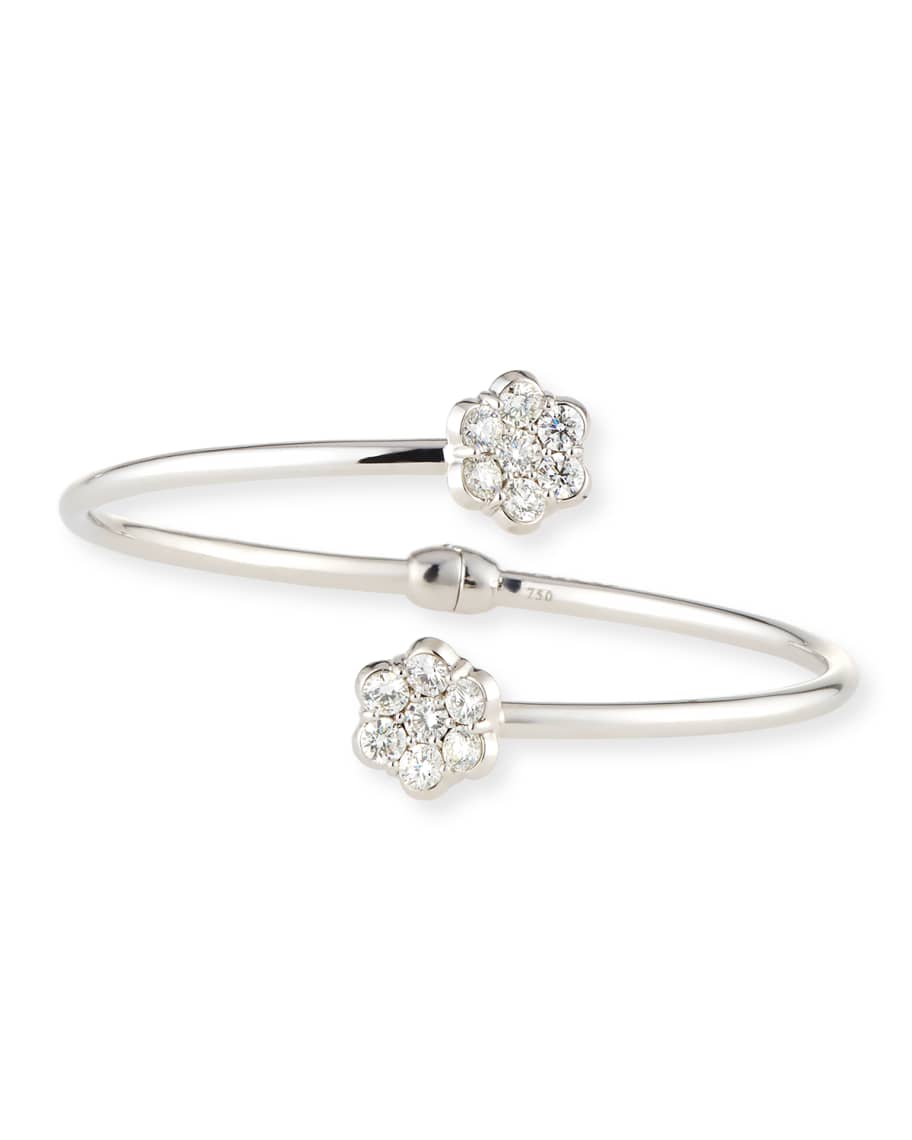 Bayco 18K White Gold & Diamond Floral Bypass Bracelet | Neiman Marcus
