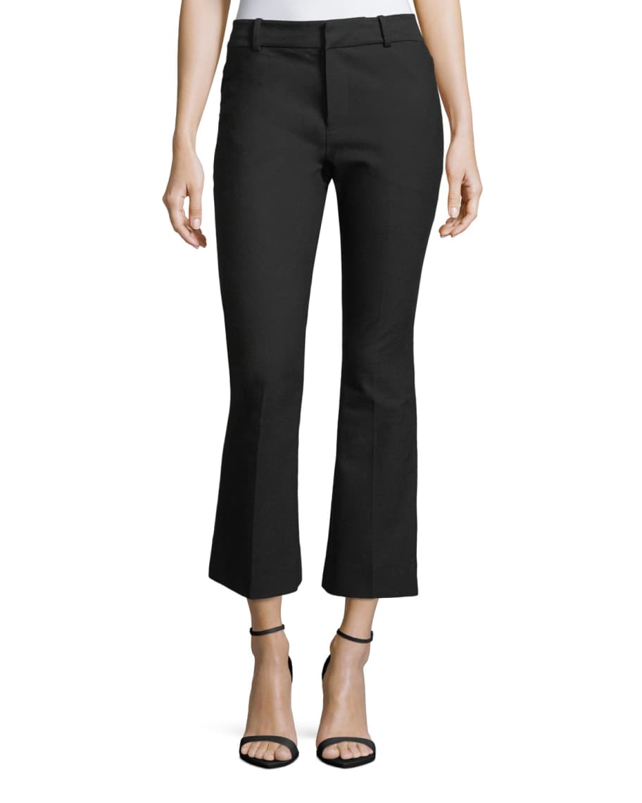 Derek Lam 10 Crosby Stretch-Cotton Cropped Flare Trousers | Neiman Marcus