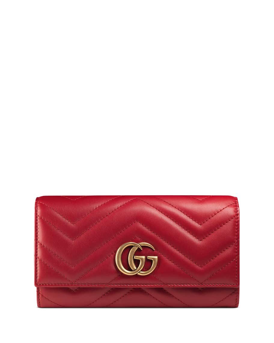 Gucci GG Marmont Medium Quilted Flap Wallet, Red | Neiman Marcus