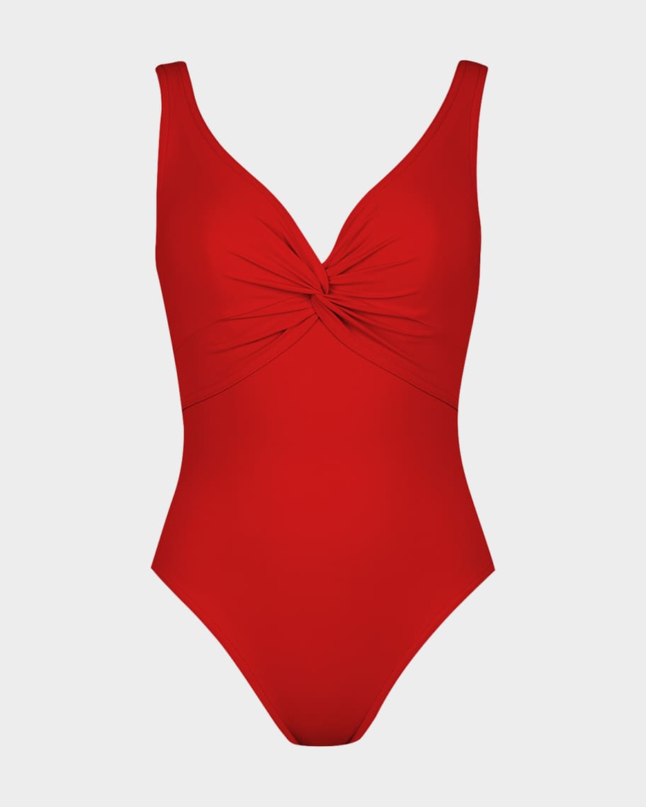 Karla Colletto One Piece Underwire Knot Twist In Cherry – Sandpipers