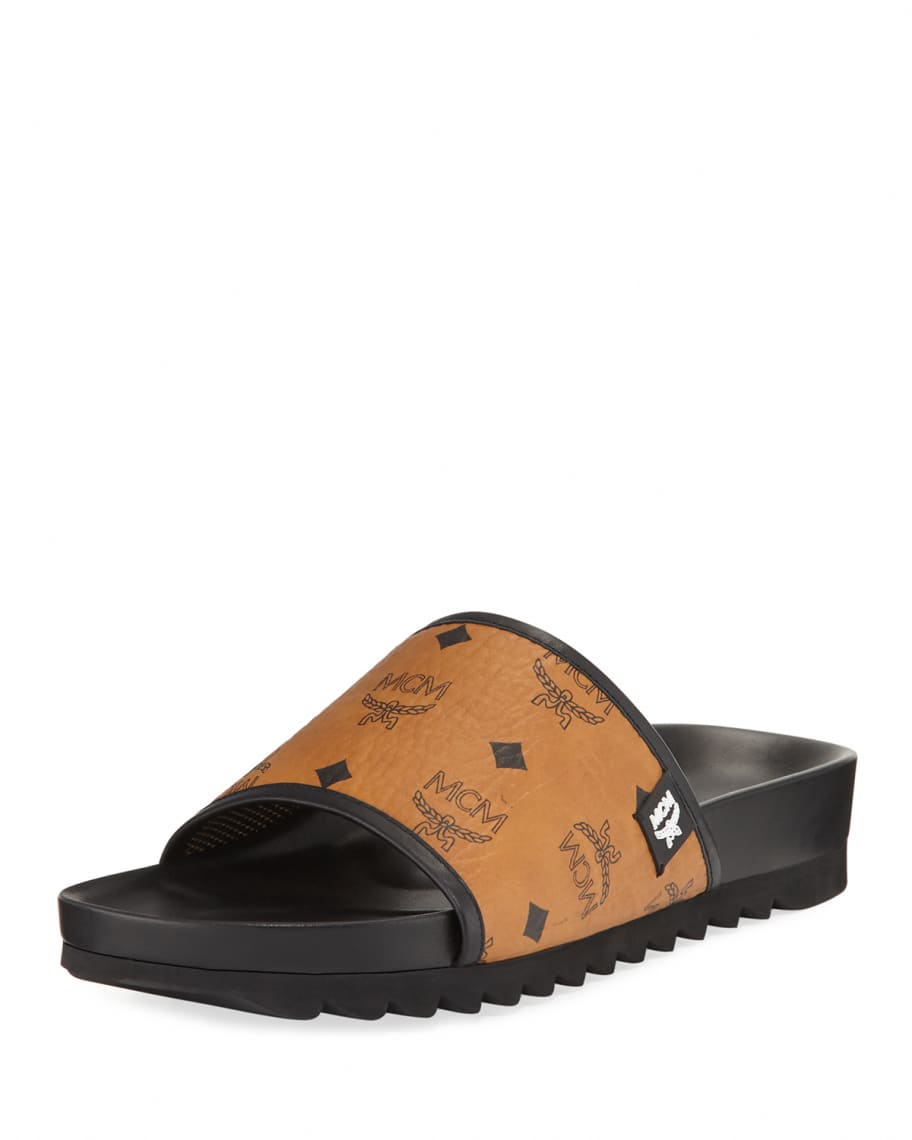 MCM Men s Visetos Slide Sandals Neiman Marcus
