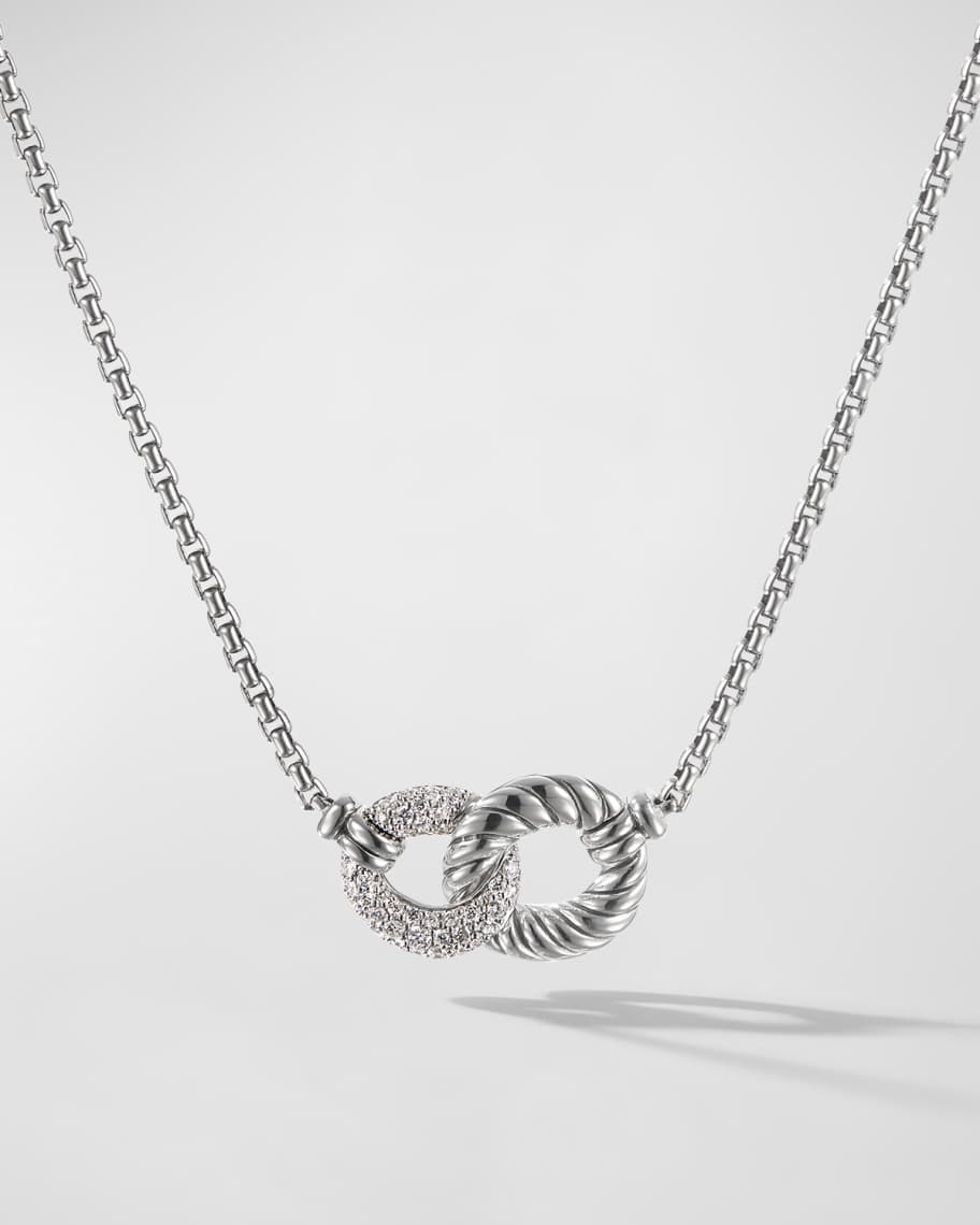 David Yurman Belmont Double Curb Link Necklace with Diamonds in Silver 21mm 17 L Neiman Marcus