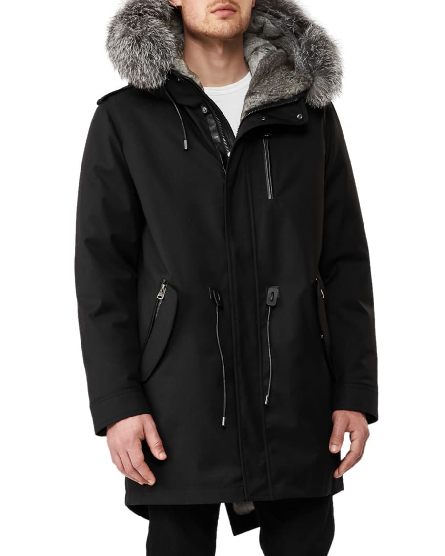 Moritz, Rabbit fur-lined twill parka with removable silver fox fur