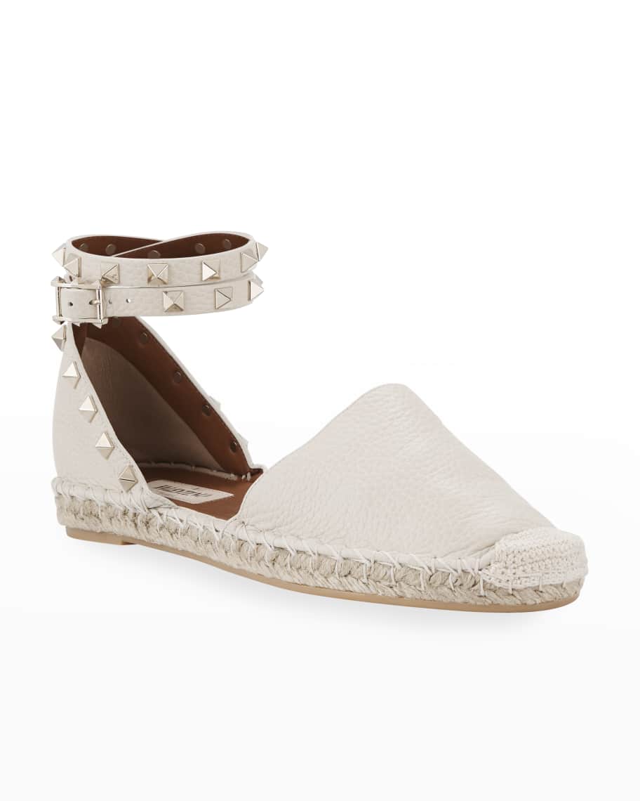 Valentino Garavani Rockstud Double Espadrille Flats Neiman Marcus