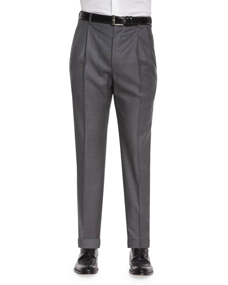 Zanella Men's Bennett Pleated Super 150s Trousers | Neiman Marcus