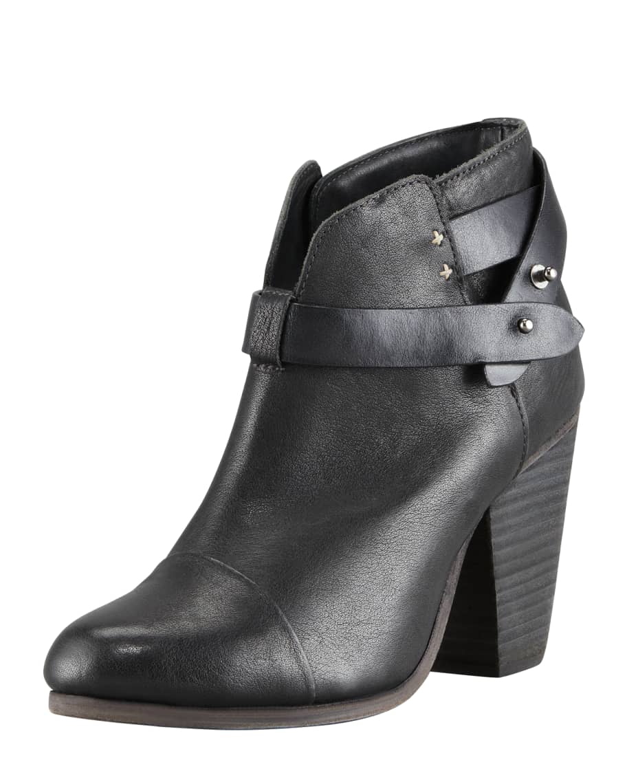 Rag & Bone Harrow Leather Ankle Boots, Black | Neiman Marcus