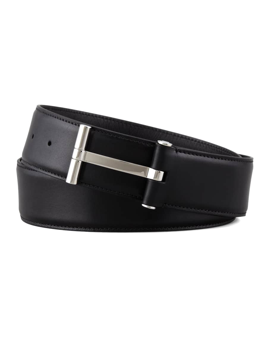 TOM FORD Men's Leather T-Buckle Belt, Black | Neiman Marcus