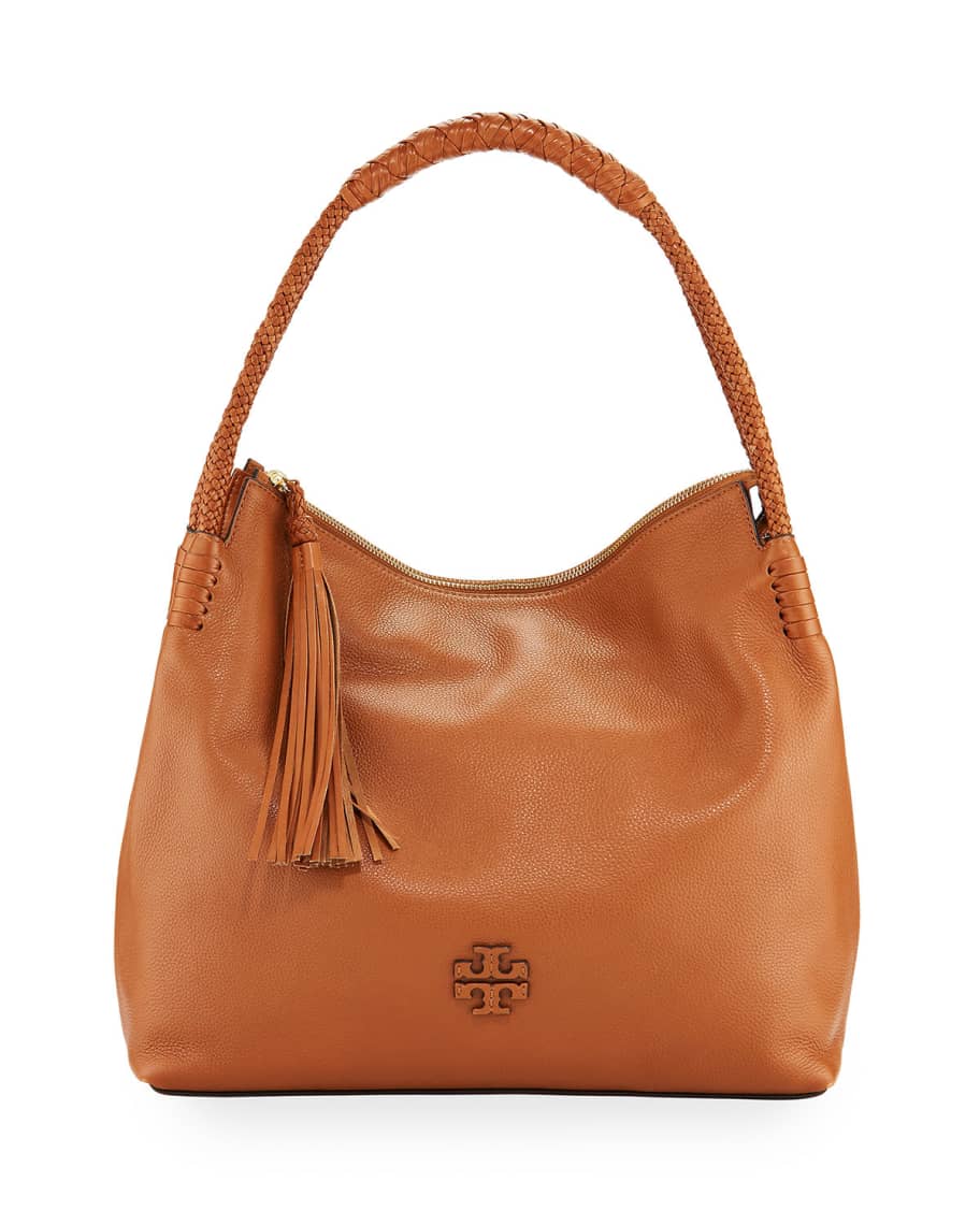 Tory Burch Taylor Pebbled Leather Zip Top Hobo Bag Neiman Marcus