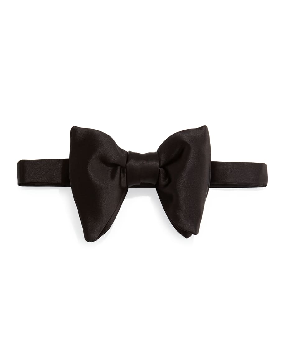 TOM FORD Large Satin Bow Tie, Black | Neiman Marcus