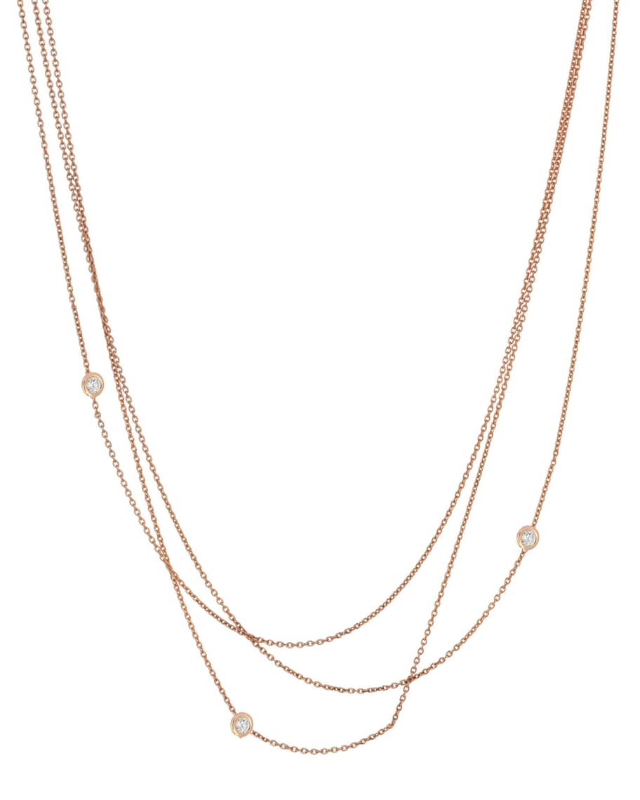 Kismet by Milka Beads Multilayer Diamond Bezel Chain Necklace in 14K ...