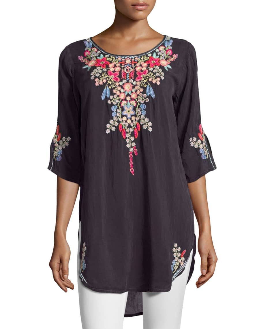 Johnny Was Aubrieta Embroidered Georgette Blouse | Neiman Marcus