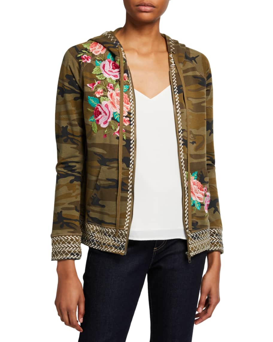 Johnny Was Dorana Embroidered Camo Hoodie | Neiman Marcus