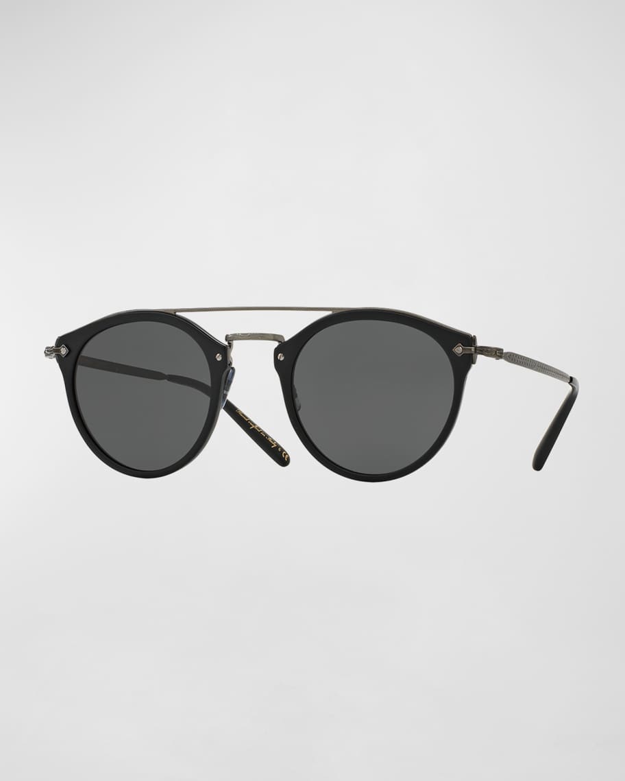 Oliver Peoples Remick Mirrored Brow-Bar Sunglasses, Semi Matte Black ...
