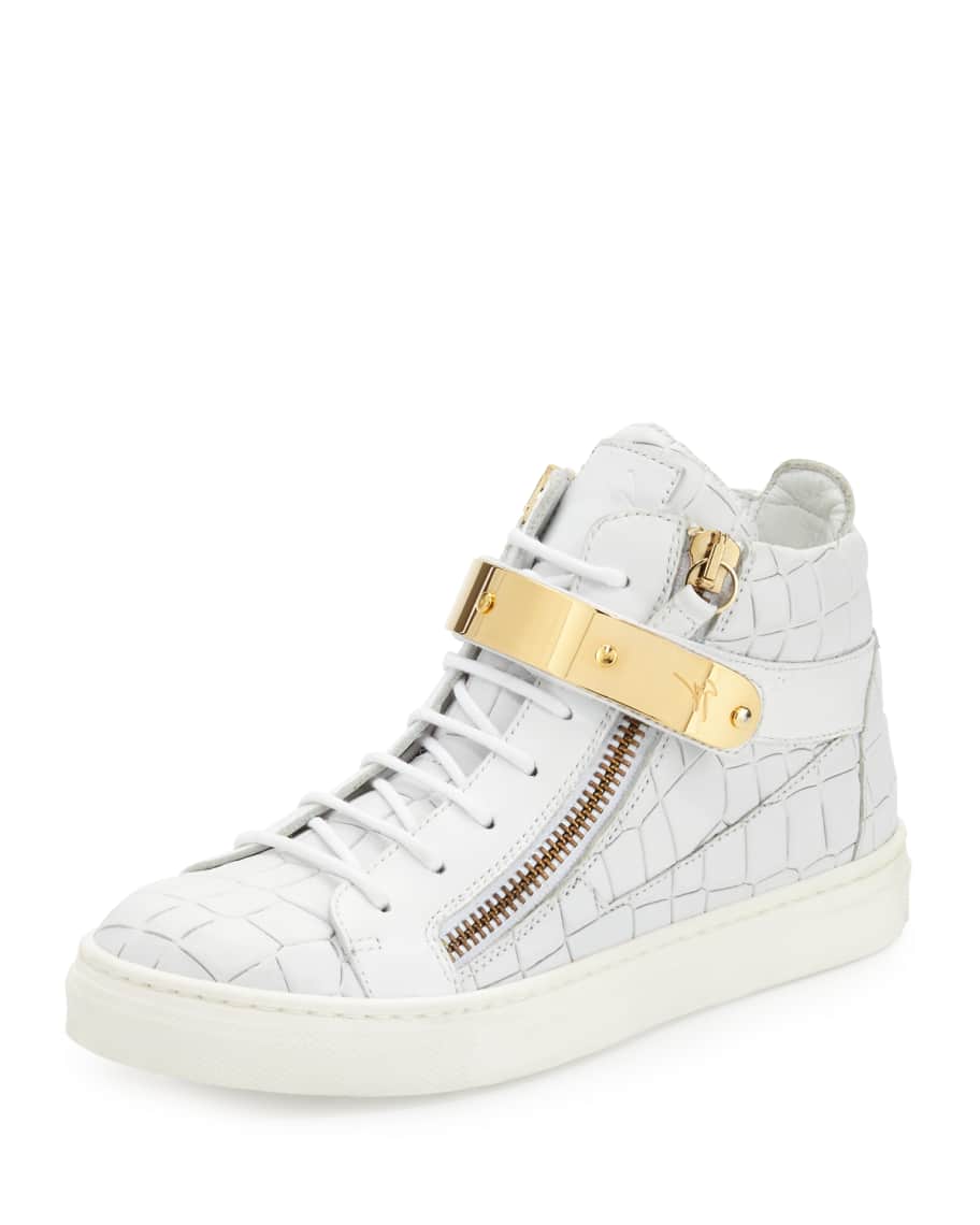 Kids Unisex Croc Embossed Leather Sneaker Infant Toddler