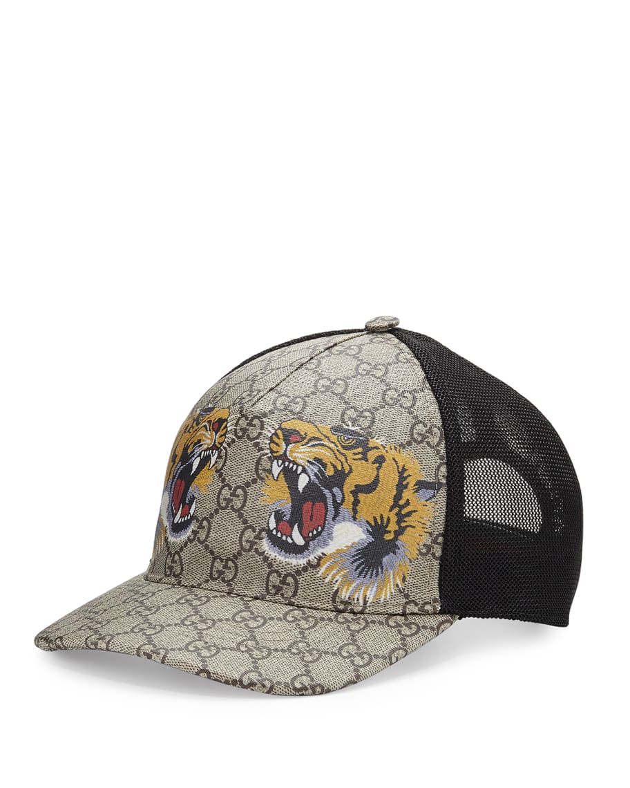 Gucci Tigers Print GG Supreme Baseball Hat Beige/Brown in Canvas - US