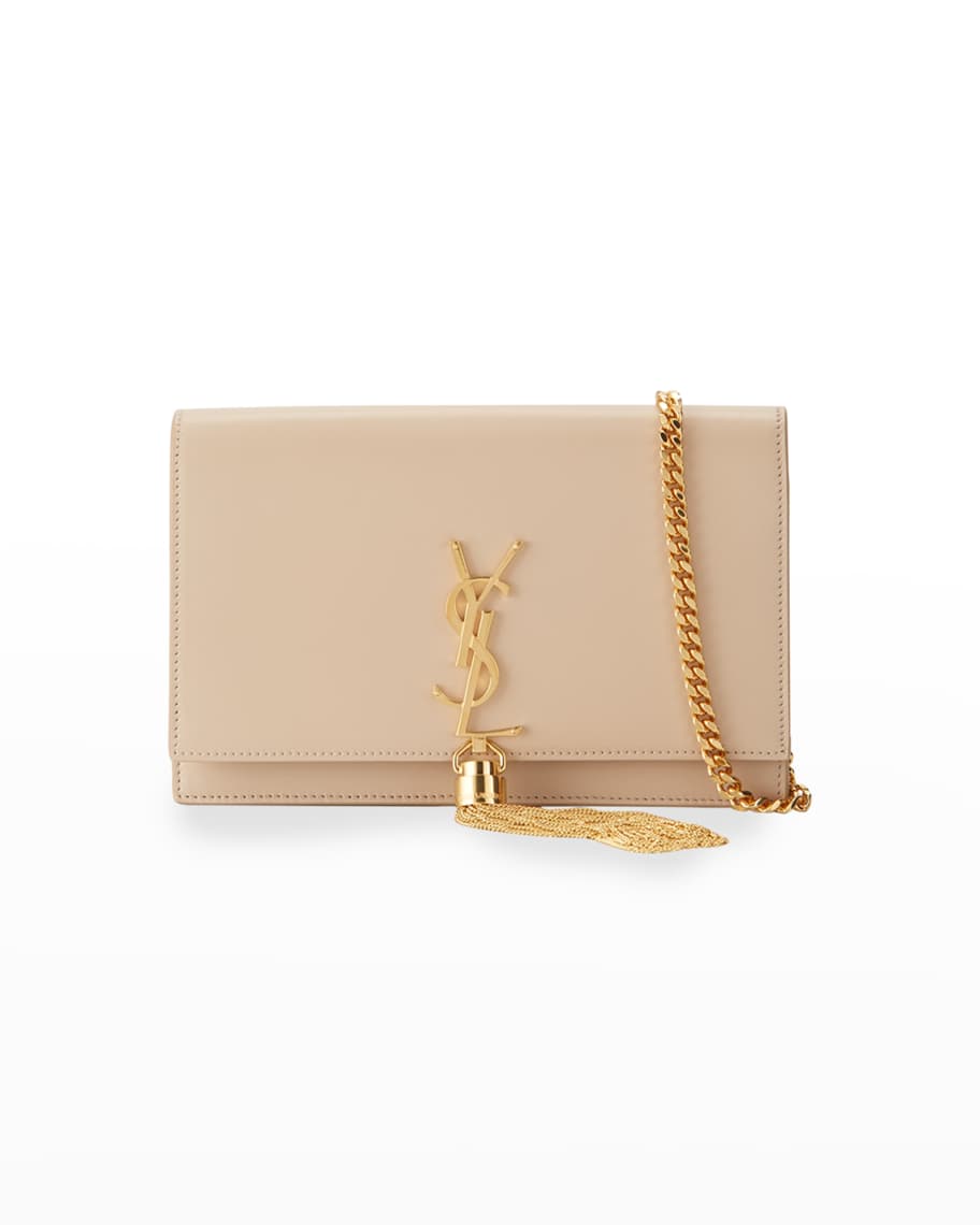 Kate chain wallet with tassel in grain de poudre embossed leather