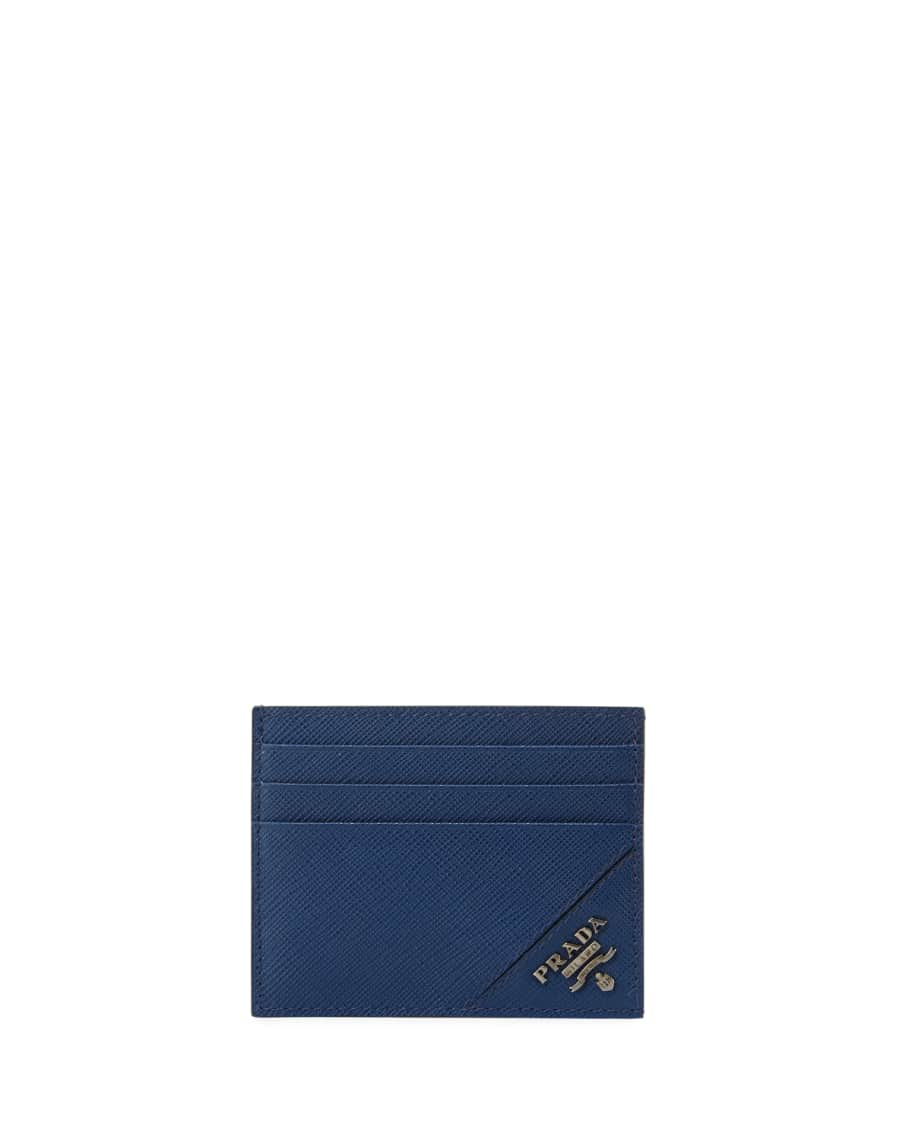 Prada - Women's Saffiano Card Holder Wallet - Blue - Leather