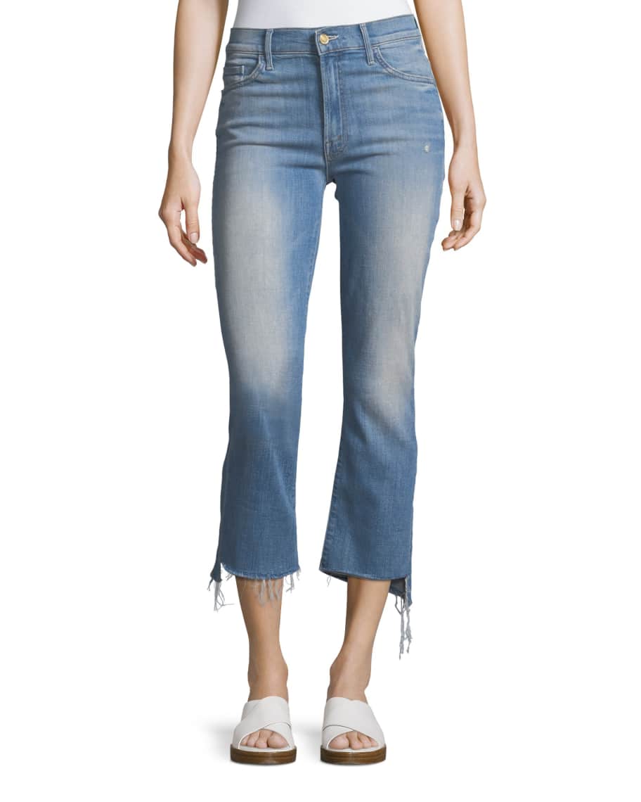 MOTHER Insider Crop Jeans w/ Step Fray | Neiman Marcus