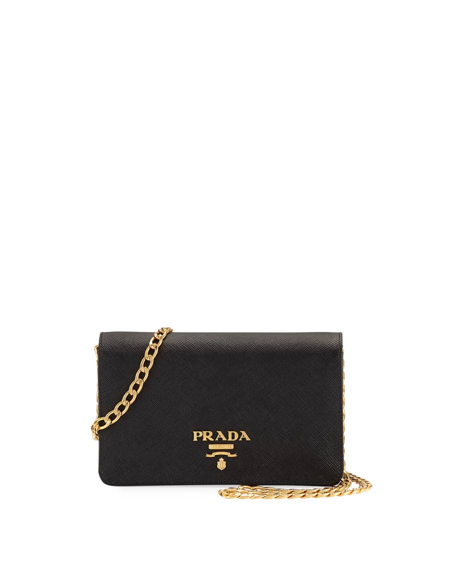 Prada Saffiano Chain Crossbody Wallet