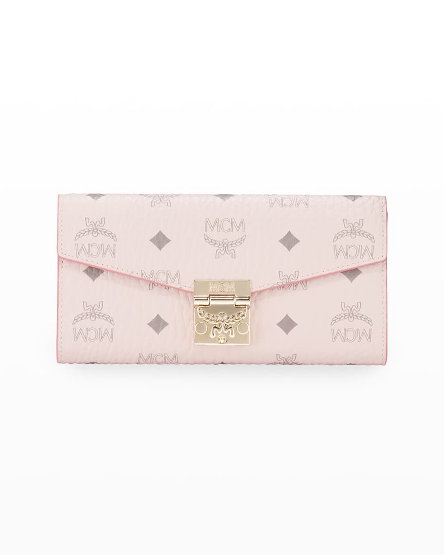 Mcm Signature Soft Pink Diamond Logo Leather Mini Flap Lock Crossbody Handbag