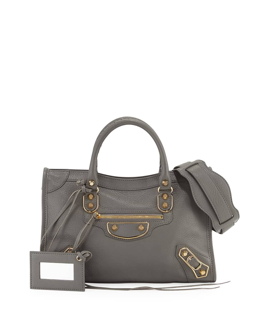 Balenciaga Classic Metallic Edge City Small Tote Bag, Neutral | Neiman