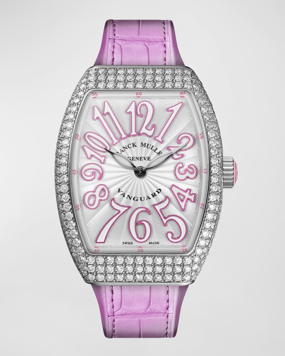 Franck Muller Lady Vanguard Watch with Diamonds & Pink Alligator