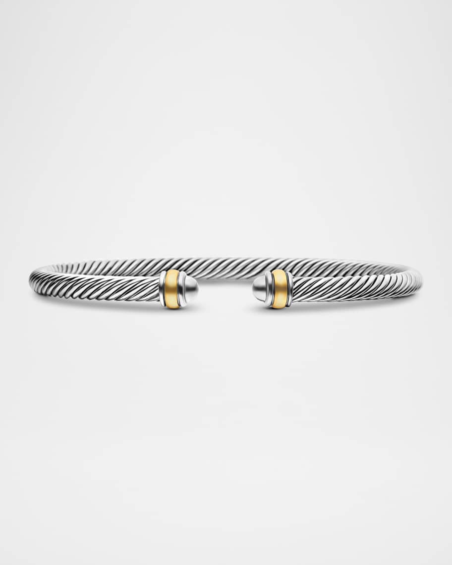 David Yurman Cable Bracelet in Silver with 18K Gold, 4mm | Neiman Marcus