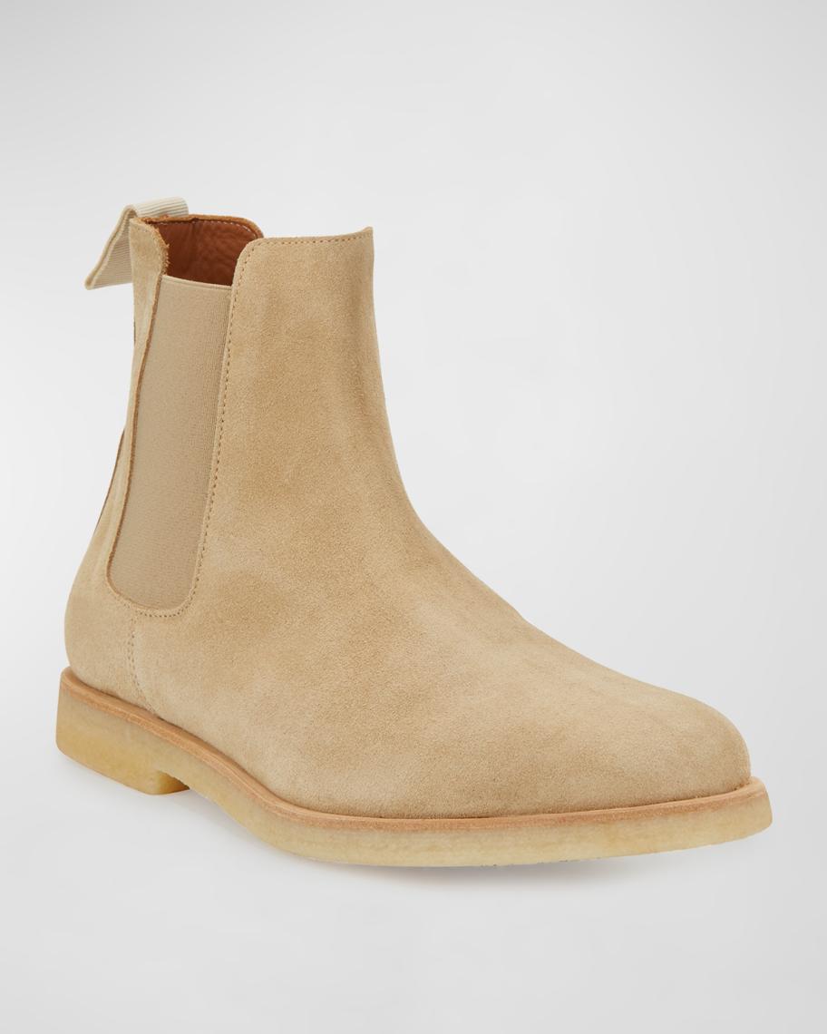 Common Projects Calf Suede Chelsea Boot, Tan | Neiman Marcus display picture 2