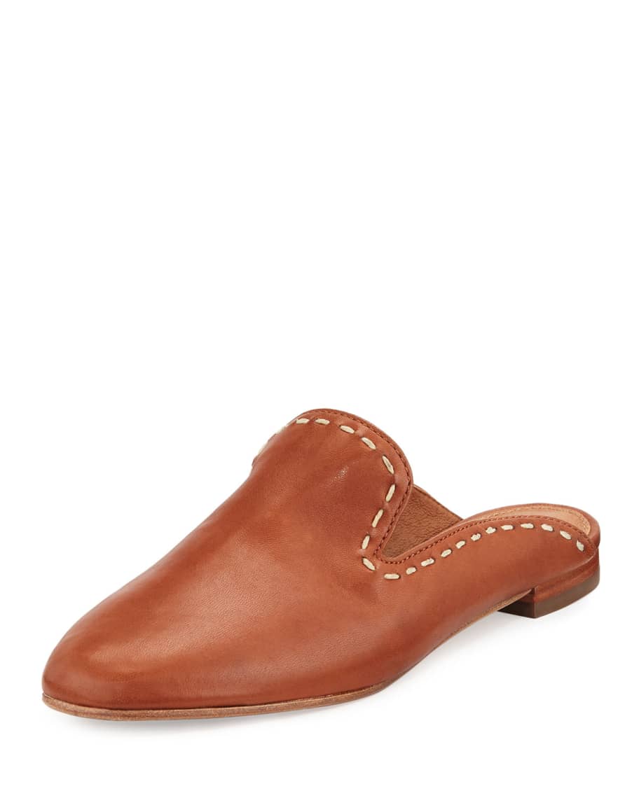 Frye Gwen Pickstitch Flat Leather Mule Neiman Marcus