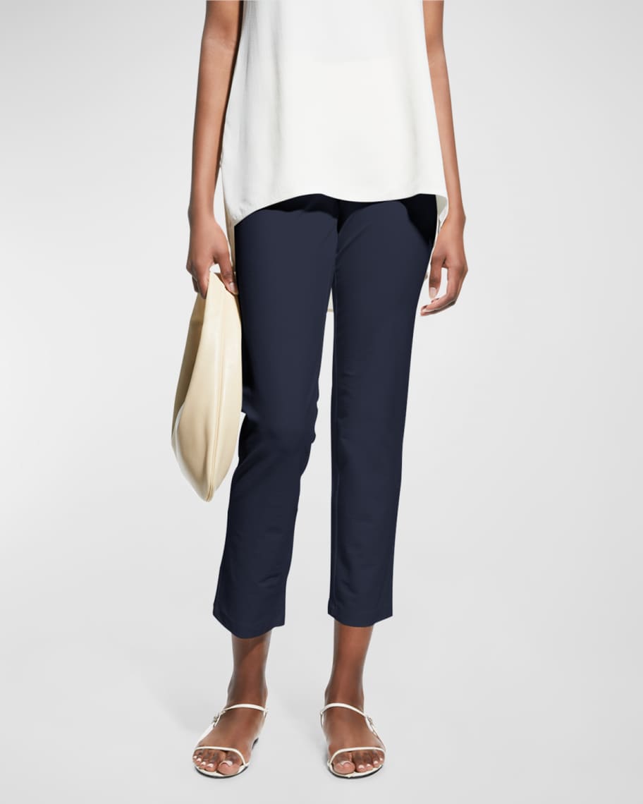 Eileen Fisher Washable Stretch-Crepe Slim Ankle Pants | Neiman Marcus