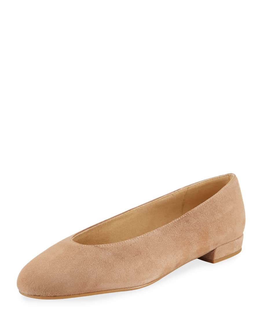 Stuart Weitzman Chicflat Suede Almond Toe Flat Neiman Marcus