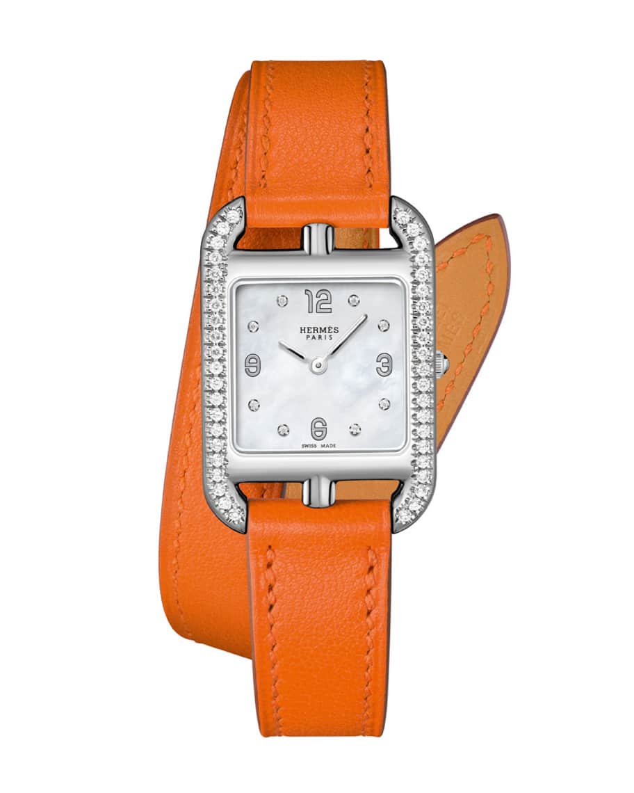 Hermès Cape Cod PM Watch with Diamonds & Leather Strap, Orange | Neiman ...