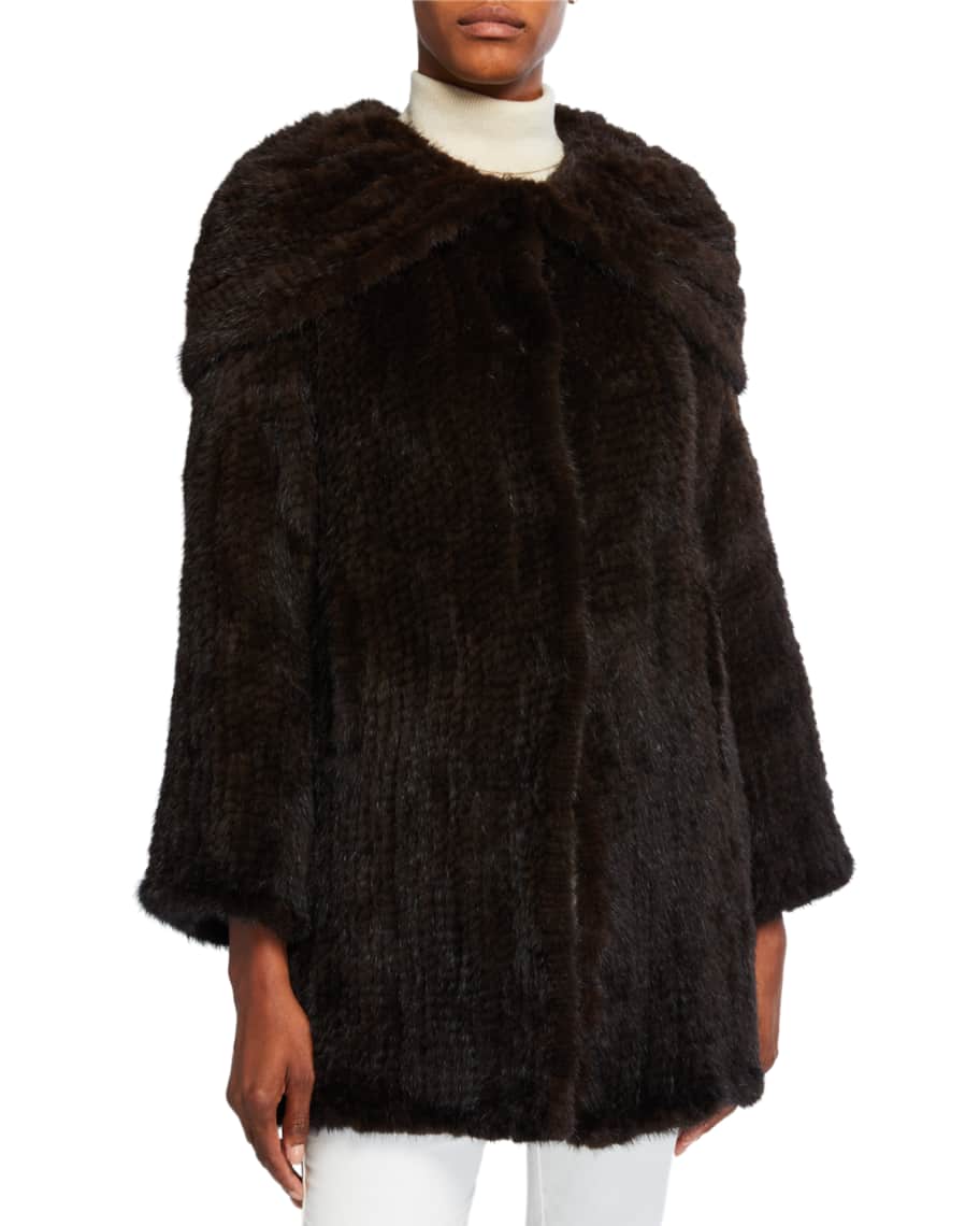 Belle Fare Mink Fur Oversized-Collar Coat | Neiman Marcus