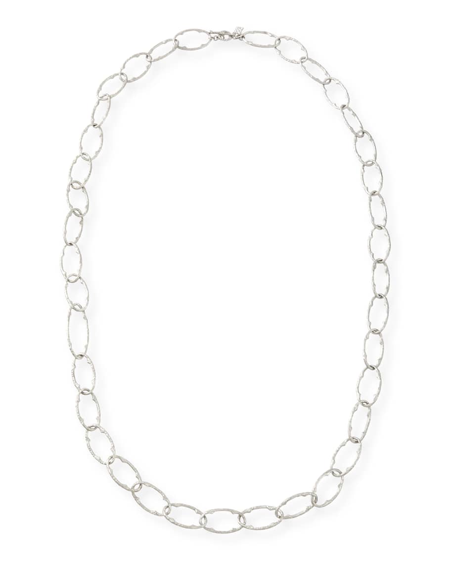 Armenta New World Silver Pointed Oval Link Necklace | Neiman Marcus