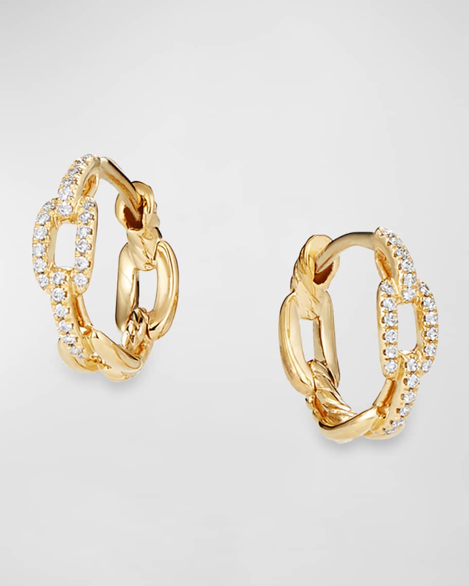 David Yurman Stax 18k Yellow Gold Diamond Chain-Link Hoop Earrings, 12 ...