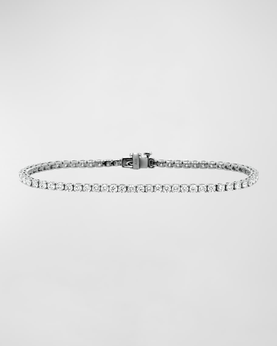 Neiman Marcus Diamonds 18k White Gold Diamond Tennis Bracelet, 3.9tcw
