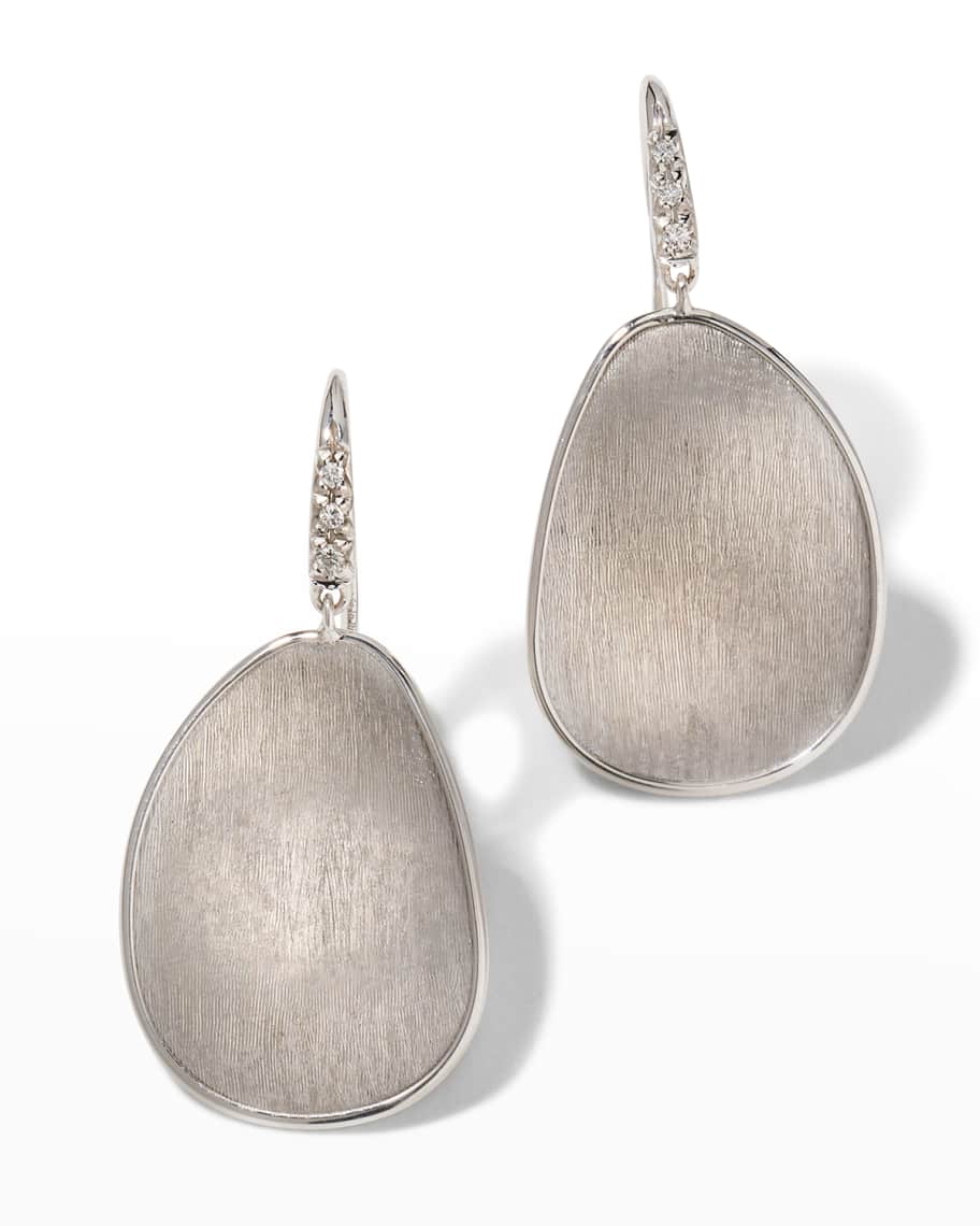 Marco Bicego Diamond Lunaria French Wire Earrings in 18k White Gold